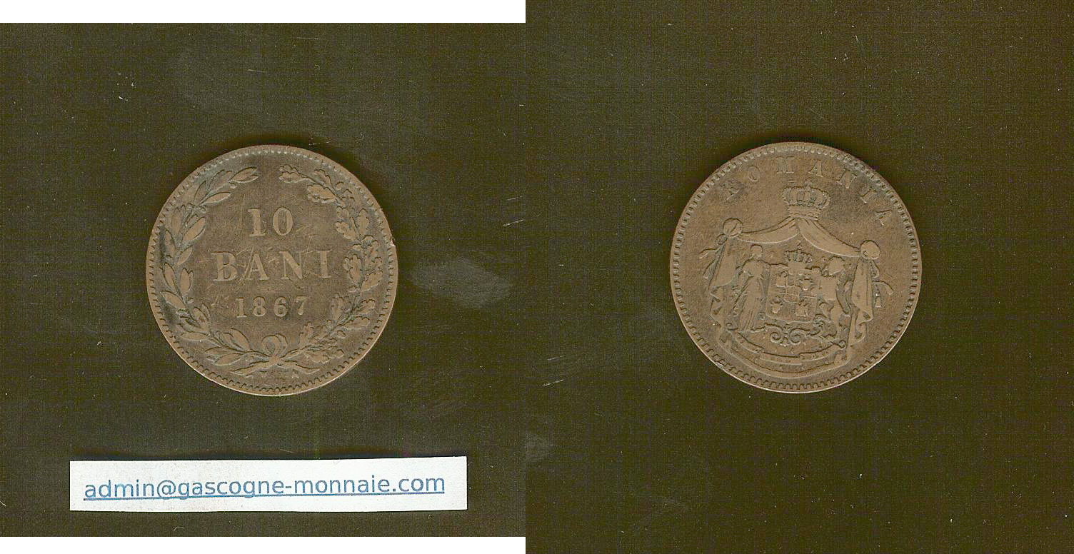 Roumanie Carol I 10 Bani 1867 Heaton TB+